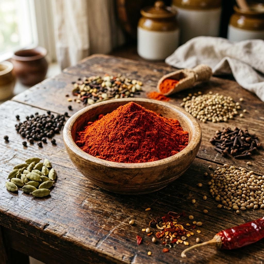 Red chilli powder and whole spices
